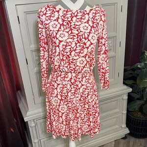 Boden Floral Red and White Women's Dress Size 2P